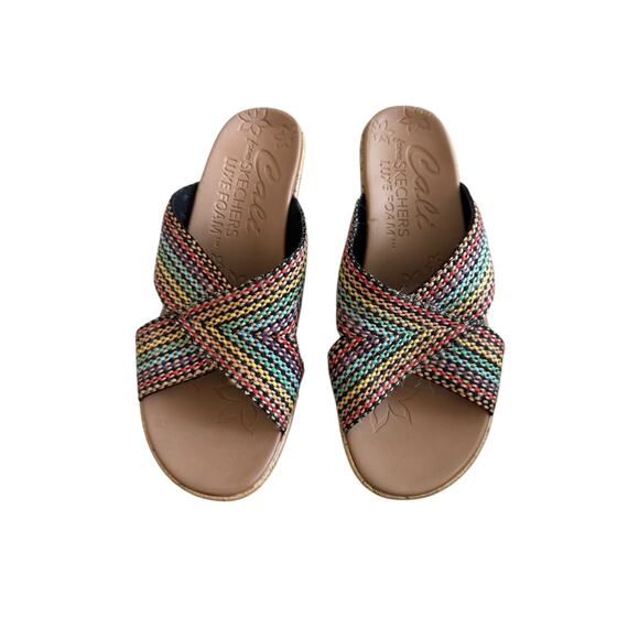 Skechers Women’s Cali Beverlee Delighted Wedge Sandals Size 9 Multicolor - Picture 5 of 9